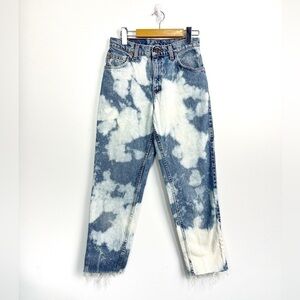 Vintage Orange Tab Levi’s Bleach Tie Dye Made in USA Raw Hem Distressed Sz
